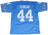 DICK LEBEAU AUTOGRAPHED DETROIT LIONS #44 THROWBACK JERSEY W/ HOF 2010