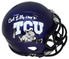 BOB LILLY SIGNED TCU HORNED FROGS PURPLE SPEED MINI HELMET BECKETT W/ CHOF 81