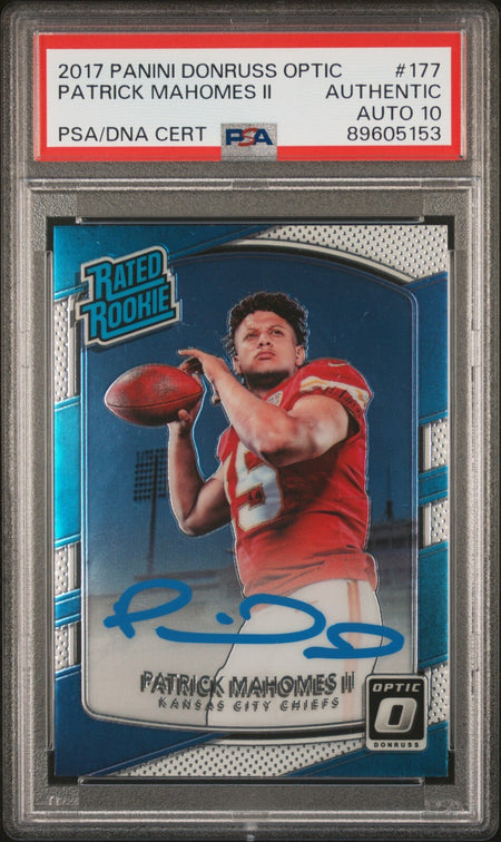 PATRICK MAHOMES SIGNED 2017 PANINI SELECT ROOKIE RC #103 AUTO PSA 9