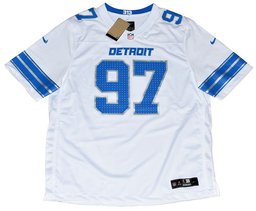 AIDAN HUTCHINSON AUTOGRAPHED DETROIT LIONS #97 NIKE 2024 WHITE JERSEY BECKETT