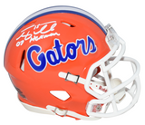 TIM TEBOW AUTOGRAPHED FLORIDA GATORS ORANGE SPEED MINI HELMET W/ 07 HEISMAN