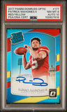 PATRICK MAHOMES SIGNED 2017 PANINI DONRUSS OPTIC RED/YELLOW ROOKIE PSA 8 AUTO 10