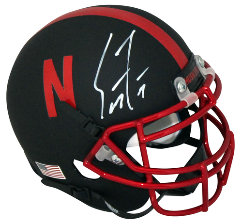 SCOTT FROST AUTOGRAPHED NEBRASKA CORNHUSKERS BLACK MINI HELMET COA