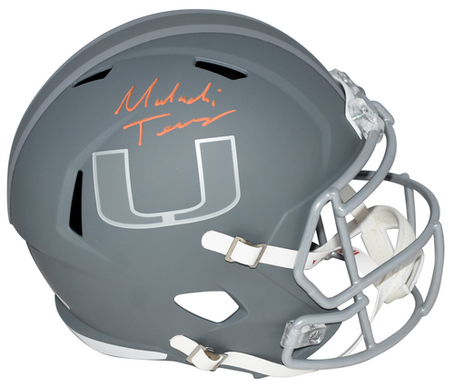 MALACHI TONEY SIGNED MIAMI HURRICANES SLATE FULL SIZE SPEED HELMET JSA