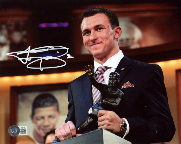 JOHNNY MANZIEL SIGNED TEXAS A&M AGGIES HEISMAN TROPHY 8x10 PHOTO BECKETT