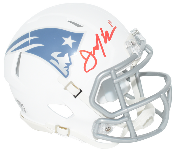 JULIAN EDELMAN SIGNED NEW ENGLAND PATRIOTS 2025 RIVALRIES SPEED MINI HELMET JSA