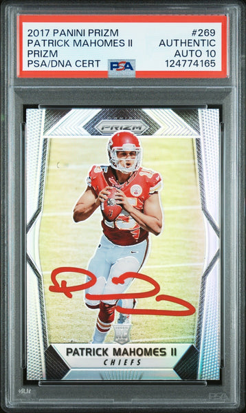 PATRICK MAHOMES SIGNED 2017 PANINI SILVER PRIZM ROOKIE #269 RC AUTO PSA 10
