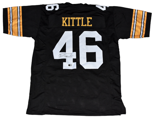 GEORGE KITTLE AUTOGRAPHED IOWA HAWKEYES #46 BLACK JERSEY BECKETT