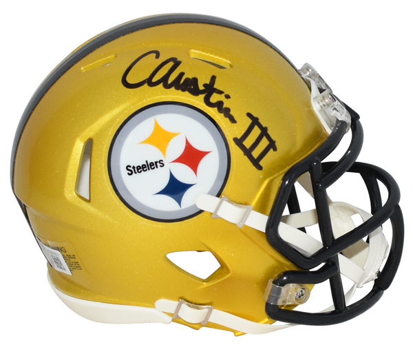 CALVIN AUSTIN III SIGNED PITTSBURGH STEELERS FLASH MINI HELMET BECKETT