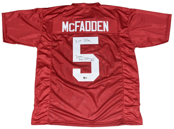 DARREN McFADDEN SIGNED ARKANSAS RAZORBACKS #5 CARDINAL JERSEY W/ RUN DMC