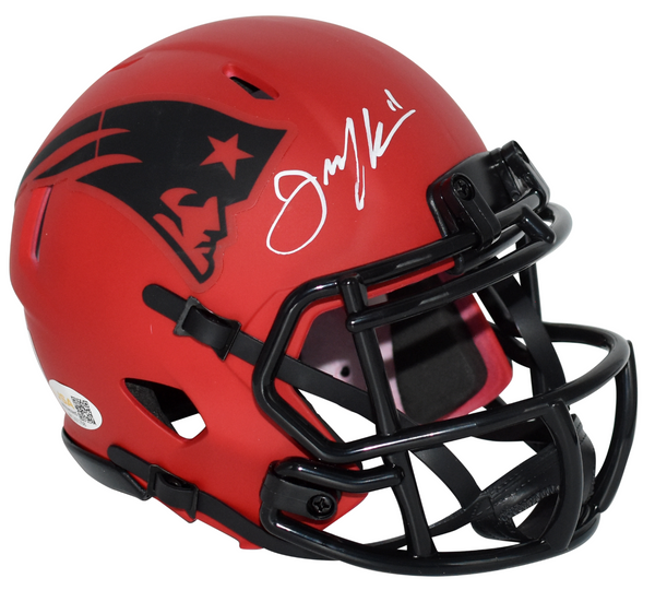 JULIAN EDELMAN SIGNED NEW ENGLAND PATRIOTS RAVE SPEED MINI HELMET JSA