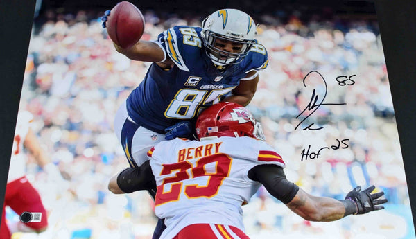 ANTONIO GATES SIGNED SAN DIEGO LOS ANGELES CHARGERS 16x20 PHOTO W/ HOF 25