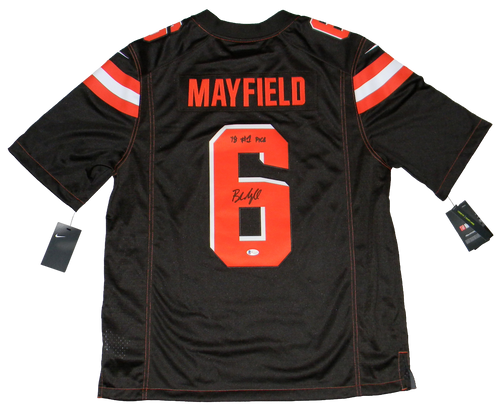 BAKER MAYFIELD SIGNED CLEVELAND BROWNS #6 NIKE LIMITED JERSEY W/ 18 #1 PICK