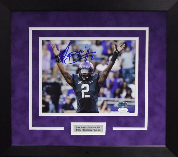 TREVONE BOYKIN SIGNED TCU HORNED FROGS 8x10 FRAMED PHOTO COA
