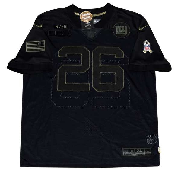 SAQUON BARKLEY SIGNED NEW YORK GIANTS NIKE LIMITED SALUTE TO SERVICE JERSEY BAS