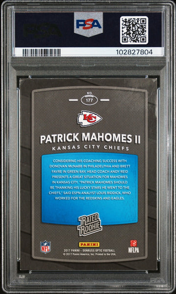 PATRICK MAHOMES SIGNED 2017 PANINI DONRUSS OPTIC RATED ROOKIE RC AUTO PSA AUTH