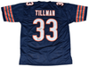 CHARLES TILLMAN SIGNED CHICAGO BEARS #33 NAVY JERSEY JSA W/ PEANUT