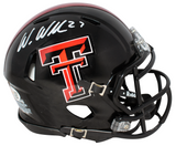 WES WELKER AUTOGRAPHED TEXAS TECH RED RAIDERS SPEED MINI HELMET JSA