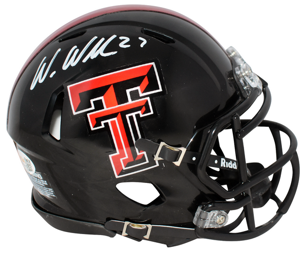 WES WELKER AUTOGRAPHED TEXAS TECH RED RAIDERS SPEED MINI HELMET JSA