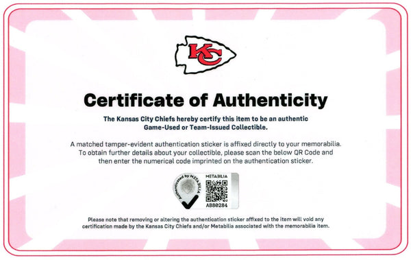 PATRICK MAHOMES SIGNED KANSAS CITY CHIEFS 2025 SEASON GAME USED FOOTBALL BECKETT