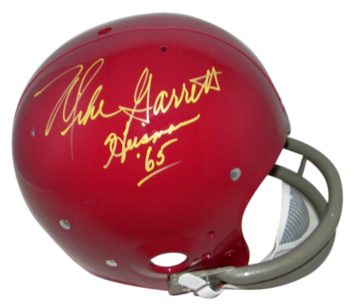 MIKE GARRETT AUTOGRAPHED USC TROJANS FULL SIZE THROWBACK TK HELMET + HEISMAN 65
