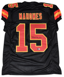 KANSAS CITY CHIEFS PATRICK MAHOMES AUTOGRAPHED #15 BLACK GAME CUT JERSEY BECKETT