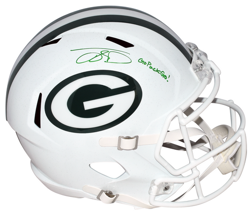 JAYDEN REED SIGNED GREEN BAY PACKERS WHITE FULL SIZE SPEED HELMET W/ GO PACK GO