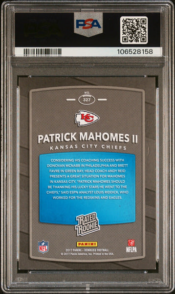 PATRICK MAHOMES SIGNED 2017 PANINI DONRUSS RATED ROOKIE #327 AUTO PSA AUTHENTIC