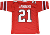DEION SANDERS AUTOGRAPHED ATLANTA FALCONS #21 RED THROWBACK JERSEY JSA