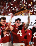 AIDEN FISHER AUTOGRAPHED INDIANA HOOSIERS CFP TROPHY 8x10 PHOTO BECKETT