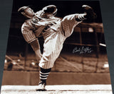 BOB FELLER SIGNED AUTOGRAPHED CLEVELAND INDIANS 16x20 PHOTO JSA W/ HOF 62