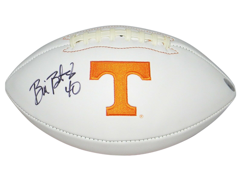 BILL BATES AUTOGRAPHED SIGNED TENNESSEE VOLUNTEERS WHITE LOGO FOOTBALL TRISTAR