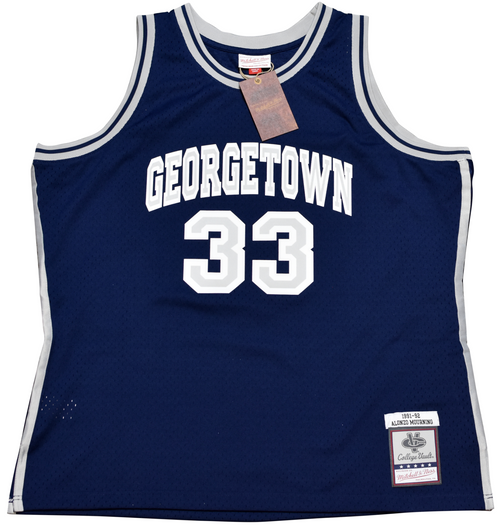 ALONZO MOURNING SIGNED GEORGETOWN HOYAS #33 NAVY MITCHELL & NESS JERSEY BECKETT