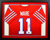ANDRE WARE SIGNED HOUSTON COUGARS #11 RED FRAMED JERSEY W/ 89 HEISMAN