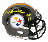 TERRY BRADSHAW SIGNED PITTSBURGH STEELERS CHROME SPEED MINI HELMET W/ HOF 89