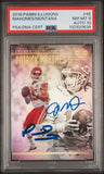 PATRICK MAHOMES & JOE MONTANA SIGNED 2018 PANINI ILLUSIONS #45 PSA 8 AUTO 10