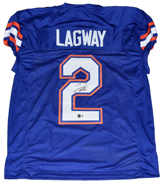 DJ LAGWAY AUTOGRAPHED FLORIDA GATORS #2 BLUE GAME CUT JERSEY BECKETT
