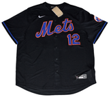 FRANCISCO LINDOR SIGNED NEW YORK METS #12 BLACK NIKE LIMITED JERSEY FANATICS