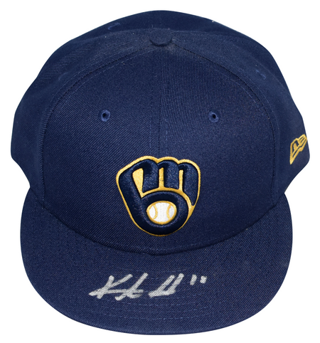 KESTON HIURA SIGNED AUTOGRAPHED MILWAUKEE BREWERS NEW ERA HAT CAP - MLB AUTH