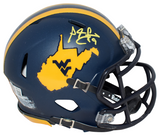 ADAM PACMAN JONES SIGNED WEST VIRGINIA MOUNTAINEERS NAVY MINI HELMET BECKETT