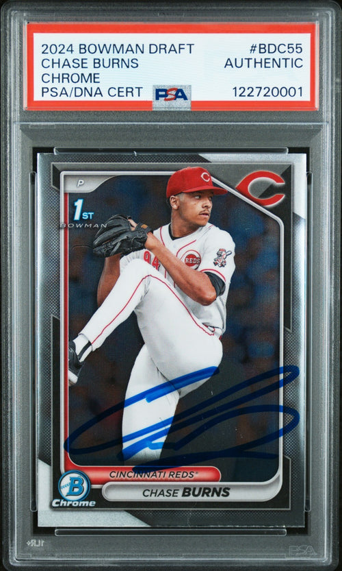 CHASE BURNS SIGNED 2024 BOWMAN DRAFT CHROME 1ST ROOKIE RC PSA AUTO AUTHENTIC
