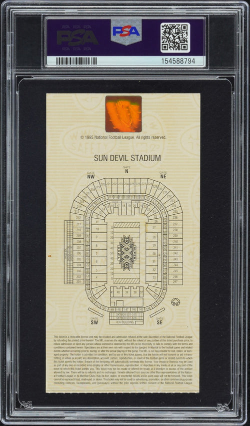 LARRY BROWN SIGNED 1996 SUPER BOWL XXX 30 TICKET DALLAS COWBOYS PSA 6 AUTO 10