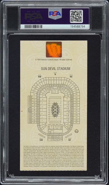 LARRY BROWN SIGNED 1996 SUPER BOWL XXX 30 TICKET DALLAS COWBOYS PSA 6 AUTO 10