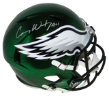 CARSON WENTZ SIGNED PHILADELPHIA EAGLES FULL SIZE CHROME SPEED HELMET FANATICS