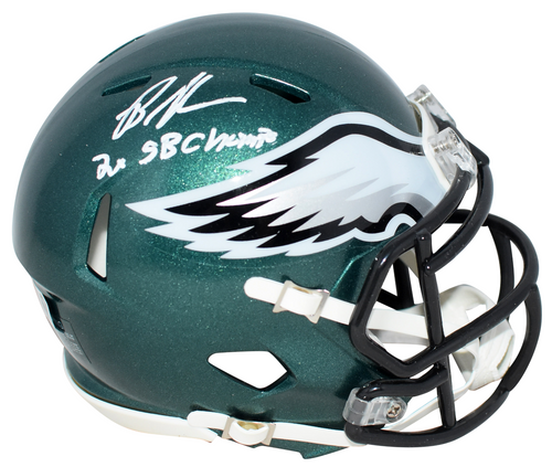 BRANDON GRAHAM SIGNED PHILADELPHIA EAGLES SPEED MINI HELMET W/ 2X SB CHAMPS