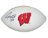JOE THOMAS AUTOGRAPHED SIGNED WISCONSIN BADGERS WHITE LOGO FOOTBALL JSA