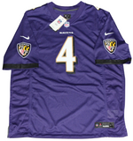 ZAY FLOWERS AUTOGRAPHED BALTIMORE RAVENS #4 PURPLE NIKE JERSEY BECKETT