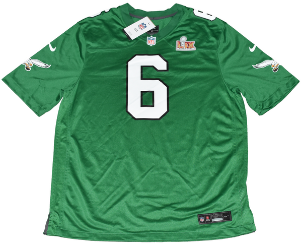 DEVONTA SMITH SIGNED PHILADELPHIA EAGLES KELLY GREEN NIKE SUPER BOWL LIX JERSEY