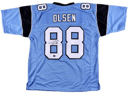 GREG OLSEN AUTOGRAPHED SIGNED CAROLINA PANTHERS #88 BLUE JERSEY BECKETT