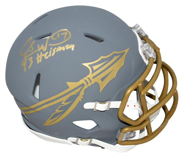 CHARLIE WARD SIGNED FLORIDA STATE SEMINOLES SLATE SPEED MINI HELMET BECKETT
